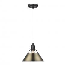  3306-M BLK-AB - Orwell 10" Wide Medium Pendant in Matte Black with Aged Brass